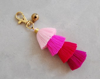 Small Ombre Pink Tassel Key Chain & Zipper Pull Beach Bag Decoration