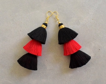 Boucles d’oreilles Black & Red Tassel