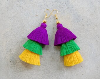 Wonderful Mardi Gras Tassel Earrings Wonderful Mardi Gras Tassel Earrings