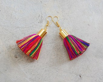 Handmade Mini Multi Colored Tassel Earrings