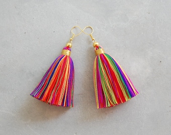 Beautiful Rainbow Tassel Earrings
