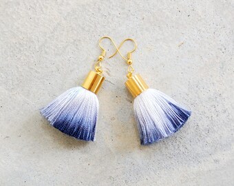 Mini Ombre Indigo Tassel Earrings