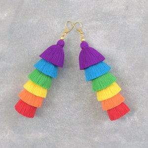 Handmade Rainbow Tassel Earrings