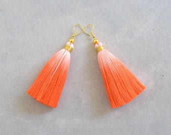 Ombre Orange Tassel Earrings