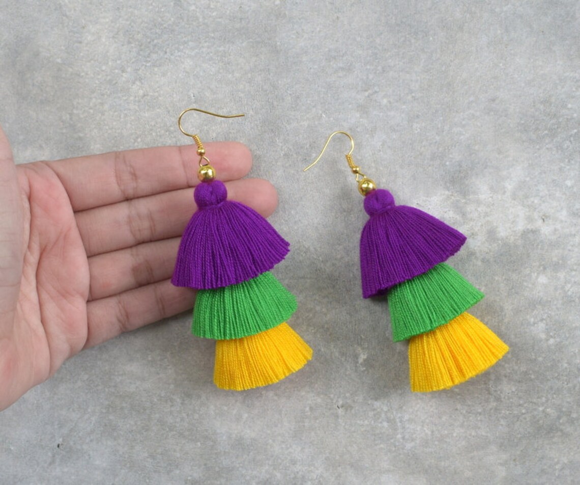 Wonderful Mardi Gras Tassel Earrings Etsy