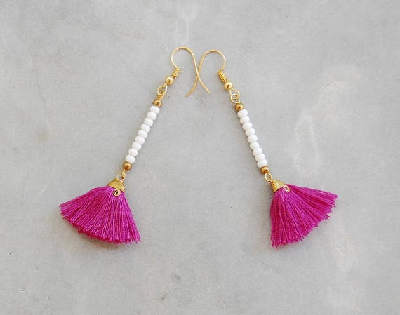 Fuchsia tassel best sale earrings