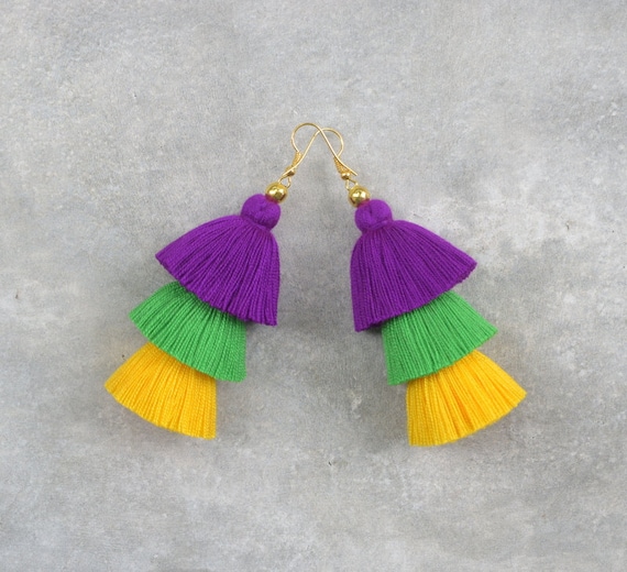 Wonderful Mardi Gras Tassel Earrings Etsy