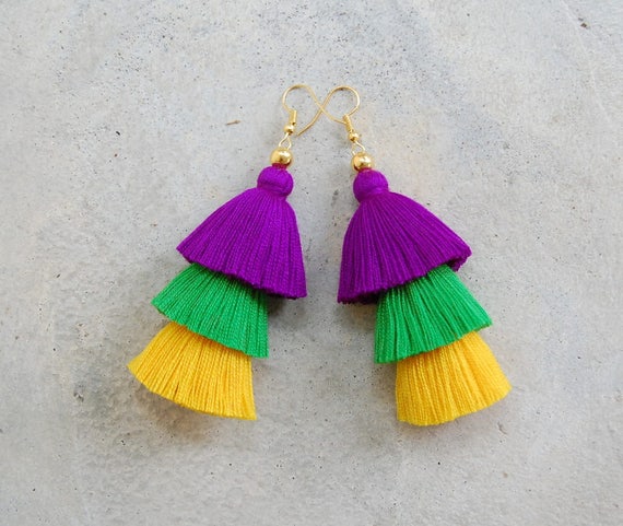 Wonderful Mardi Gras Tassel Earrings Wonderful Mardi Gras Tassel Earrings