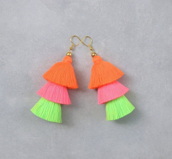 Colorful tassel earrings deals