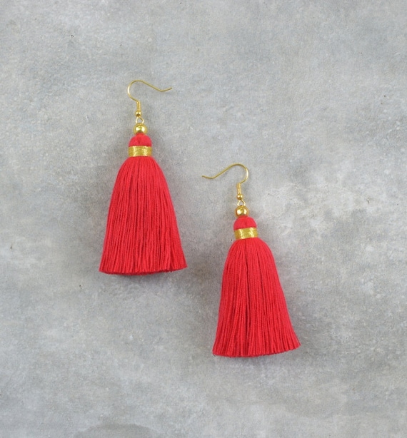 Boucles D'oreilles Pompons Rouges - France