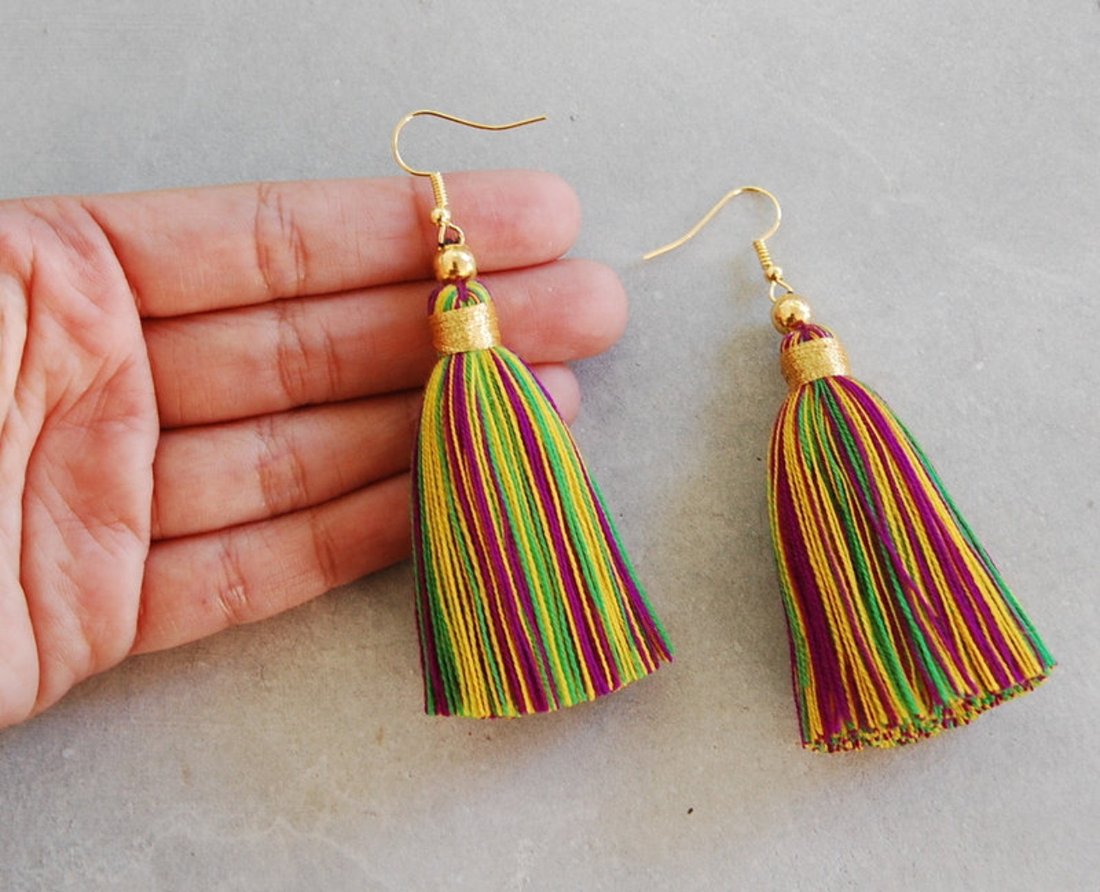 mardi gras tassel earrings