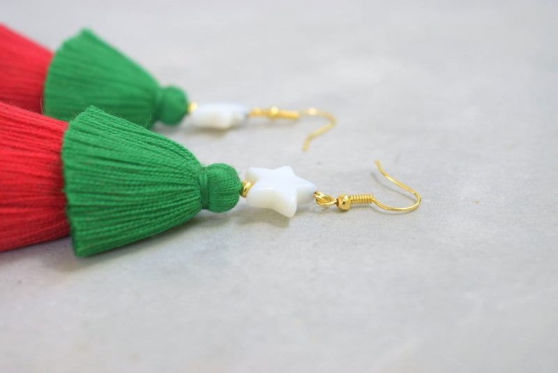Handmade Red & Green Christmas Tassel Earrings Etsy