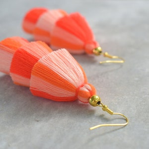 Handmade Multi Orange Tassel Earrings image 3