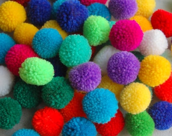 100 PCS x Medium Pom Poms Handmade DIY Craft Supply in Mixed Colors