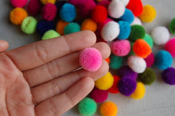 50 Pcs Cotton Pom Poms, Assorted Color Craft Supply Pompom Balls