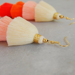 Four Tier Ombre Orange Tassel Earrings image 3