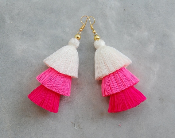 Layered tassel earrings best sale