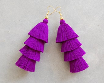 Handcrafted Purple Tassel Earrings