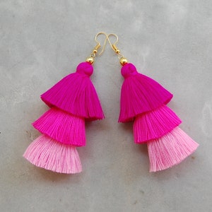 Handmade Pink Ombre Tassel Earrings