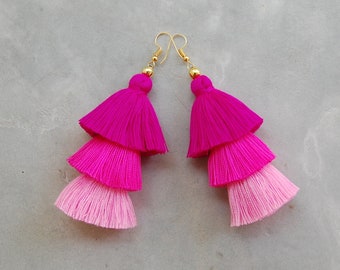 Handmade Pink Ombre Tassel Earrings