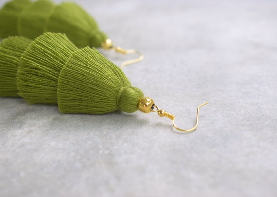 Buy Green Beads Handcrafted Tassel Dangler Earrings by House of D'oro  Online at Aza Fashions.