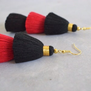 Black & Red Tassel Earrings image 3