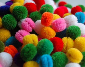 100 PCS x Mini Pom Poms Handmade DIY Craft Supply in Mixed Colors