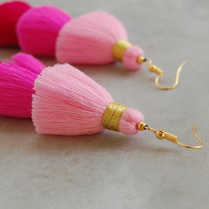 Handmade Ombre Pink Tassel Earrings image 2