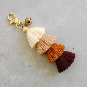 Small Ombre Brown Tassel Keychain & Zipper Pull Bag Decoration