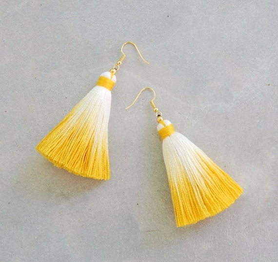 Samantha” Western Epoxy Concho Tassel Earrings ( Yellow ) – Ale Accessories