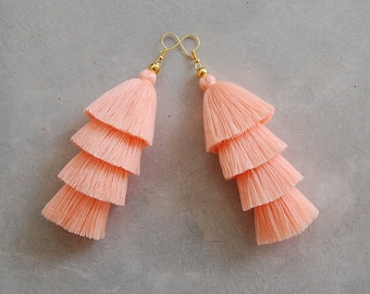 Handmade Light Orange Tassel Earrings