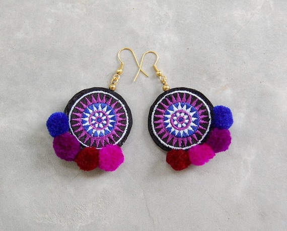Hmong pom on sale pom earrings