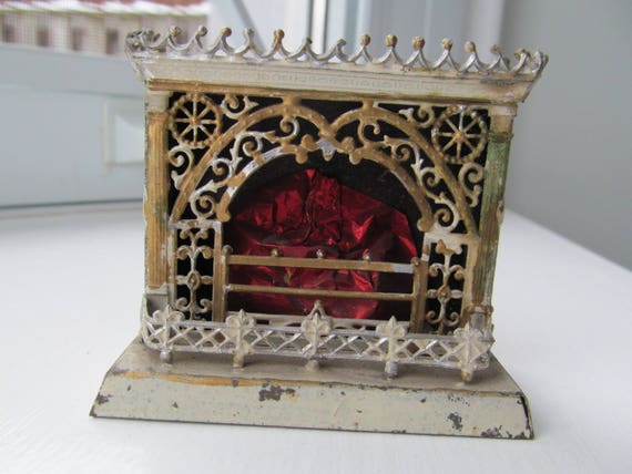 Doll House Fireplace Pressed Tin Ca 1900 Etsy