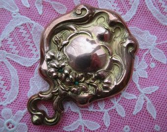 Art Nouveau hand mirror. Small 3 inches. Ca 1900