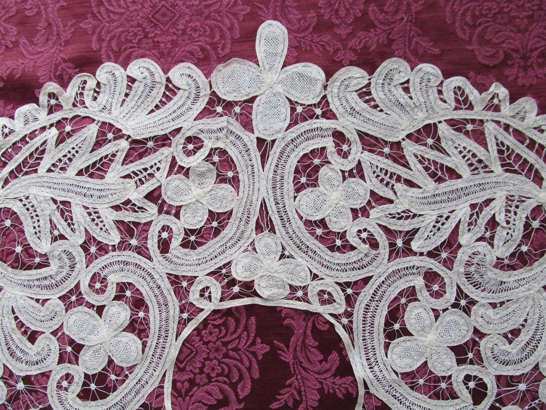 Antique Lace Collar Edwardian Tape Lace Rosette Design Handmade Delicate main image 0