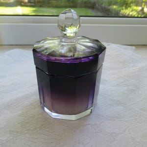 Moser crystal dresser jar with swansdown powder puff, ca 1930s