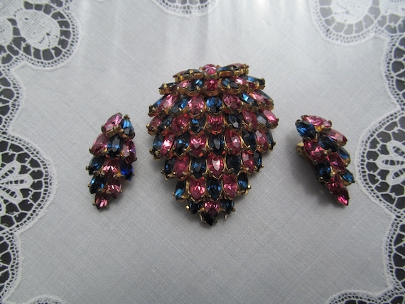 DIOR by KRAMER Fur Clip and earrings. 1950s.