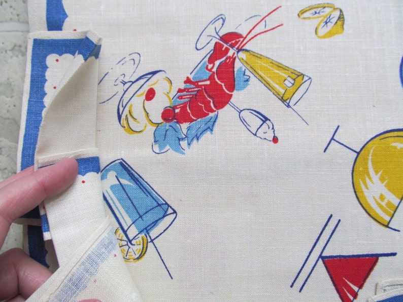 1950s COCKTAIL NAPKINS and Bar Towel set in original box Fabulous graphics!