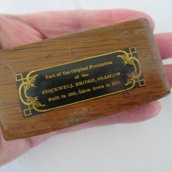 mid 1800s snuff box made from very old wood.