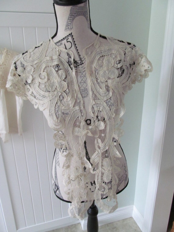 EDWARDIAN TAPE LACE Collar ca 1900. Hand made - image 4