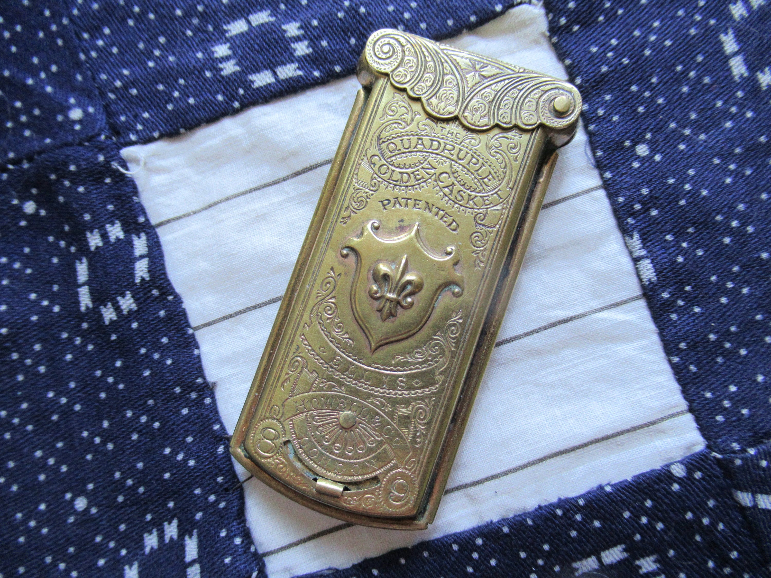 c1870 Avery “Quadruple Golden Casket” brass butterfly needle