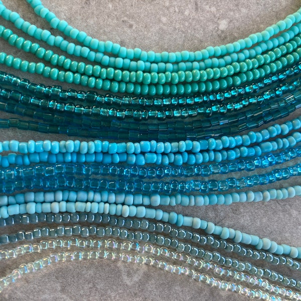 Aqua Seed Bead Necklaces