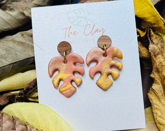 Wooden Monstera Earrings | 2023 Fall Collection