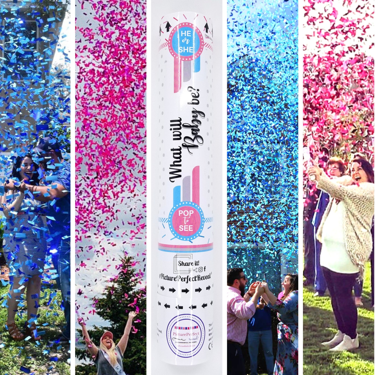 Gender Reveal Confetti Cannon or Gender Reveal Powder Cannon Etsy