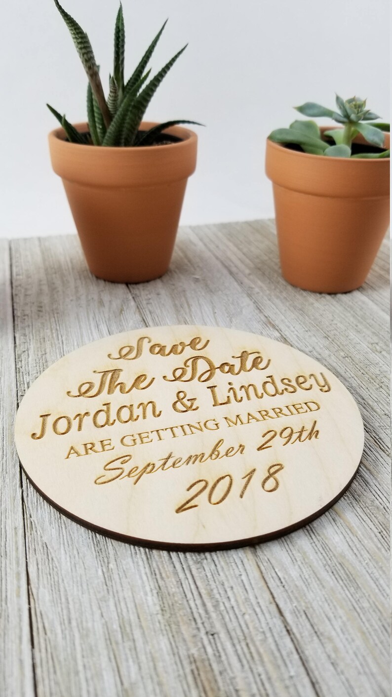 Farm Wedding Announcement Save the Date Magnet Rustic Decor Wood Wedding Wedding Invitation Save the Date Custom Engraved