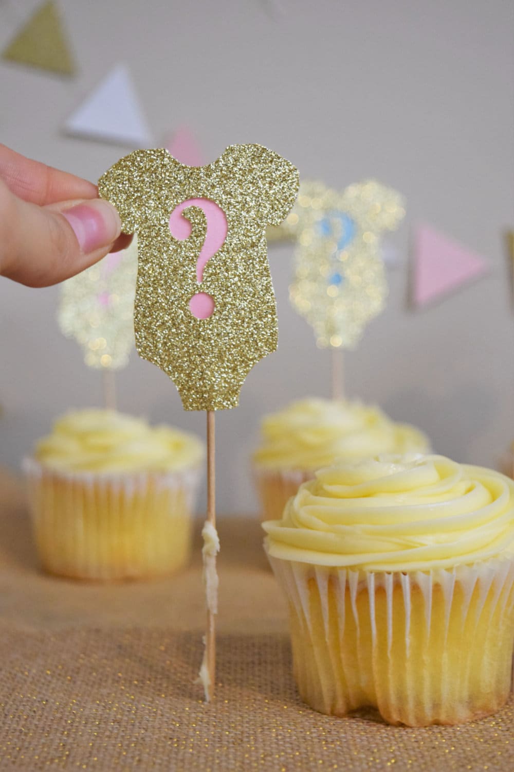 Gender Reveal Cupcake Toppers Gender Reveal Ideas Cupcake Etsy