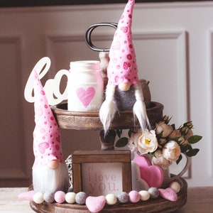 Gnome - Spring or Valentines Day Gnomes - Sitting gnomes - heart - holiday gift - cloth tomte - nisse - gnome - gnomes - gift for her - cute