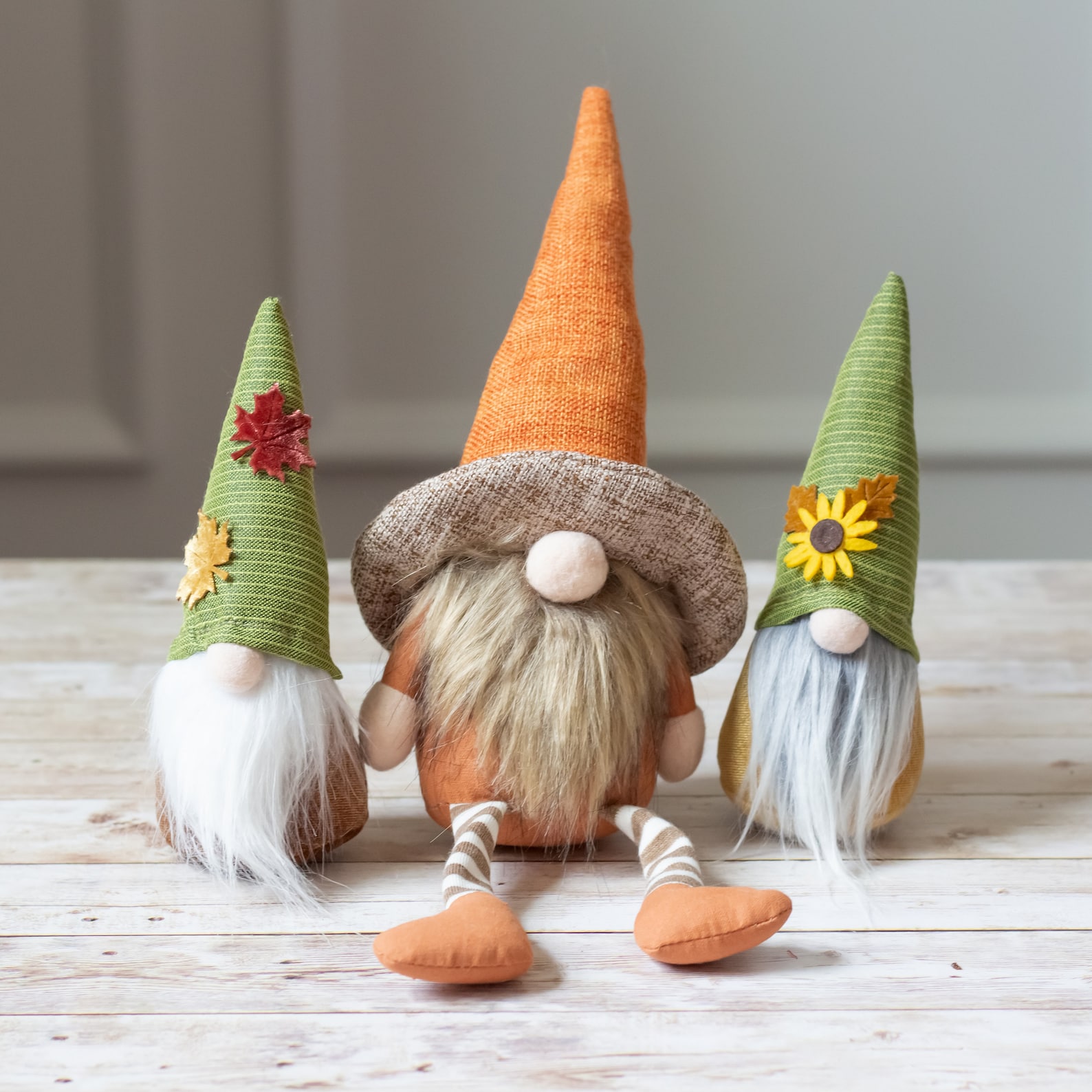 Triplets of Gnomes Autumn Gnomes Fall Gnomes Etsy