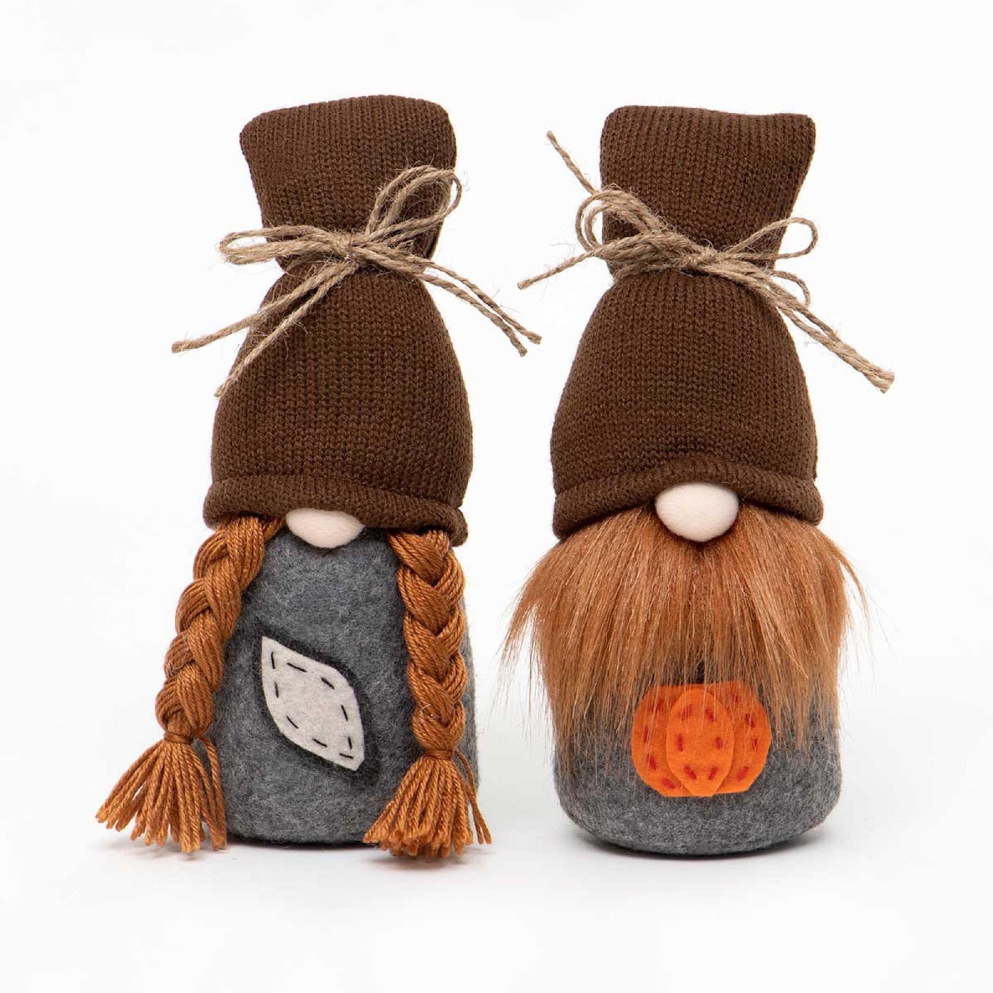 Pair of 8 Inch tall Woodland Handmade Tomte Gnomes Cloth Gnome dolls