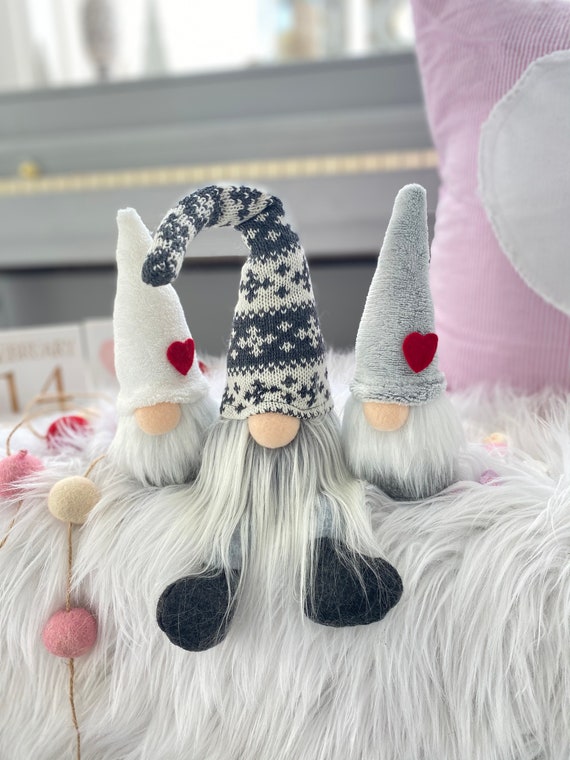 Triplets of Gnomes Small Gray and White Gnomes Stocking | Etsy
